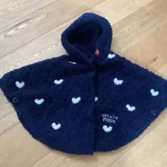 GELATU PIQUE ベビーポンチョ ネイビー ハート模様