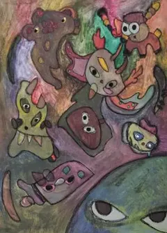 光の降る森の小道と猫』/アクリル画 原画 F3 癒し 風景画 インテリア