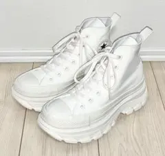 23cm 良品 CONVERSE 100 TREKWAVE MN HI 厚底 白