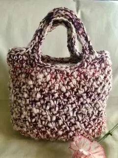 編み物　ハンドメイド　カラフル　毛糸　バック