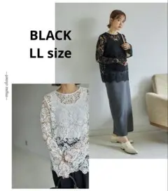 mysacloset 黒 レース トップス ブラウス しまむら LL 田中里奈