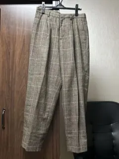 HARE チェック柄 ワイドパンツ ブラウン スラックス カジュアルパンツ