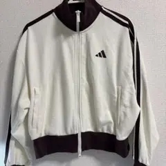 adidas ジップアップジャケット ホワイト/ブラウン