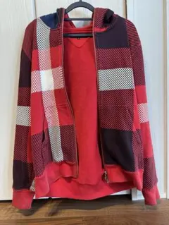 TOMMY パーカー　赤　Mサイズ　チェック