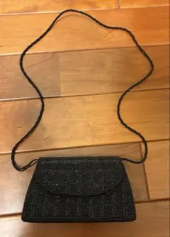 最終値下げビーズ装飾 黒 ショルダーバッグ