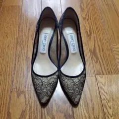 【ララママ様専用】JIMMY CHOO ネイビー・ベージュ レースハイヒール美品
