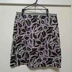 S　Max Mara　ボタニカル柄 ひざ丈スカート パープル×ブラックのサムネイル