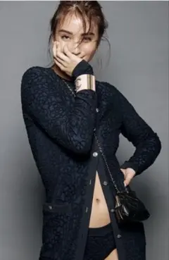 【美品】CHANEL CCカメリア　エンブロイダリー　ロングカーディガン