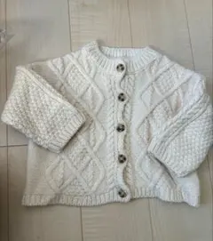 ホワイト ケーブル編み カーディガン 100cm