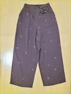 しまむら　mako　コラボ　イージー　ワイド　パンツ　茶
