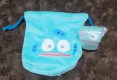 サンリオ　ふわふわ　フェイス巾着　ハンギョドン　ポーチつき