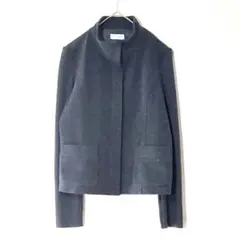 【プレミュラ】ジャケット（M）リブ織　ダークグレー　裏地　毛　ポケット