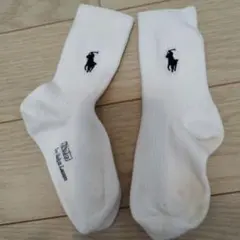ポロシャツロゴ付きキッズ靴下 ホワイト