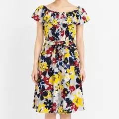 ZARA BASIC フラワープリント オフショルダー ワンピース Sサイズのサムネイル