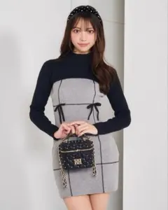 Darich ドッキングリボン　デザイン　ニット　ミ ニワンピース　FL