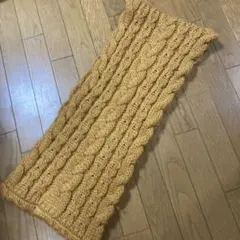 ★ケーブル編みネックウォーマー★マスタード　防寒