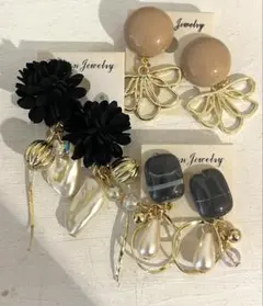 3点セット　695 ハンドメイド　樹脂　金属　ピアス　イヤリング　まとめ売り