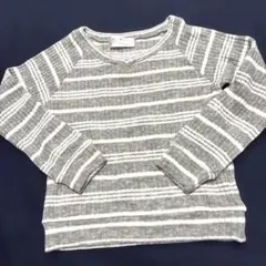 Ｖネックボーダーリブニットトップス
