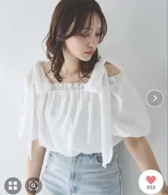 INGNI 肩リボンバルーンスリーブオフショルブラウス