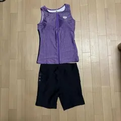 アリーナ セパレート水着Oサイズ 紫と黒のストライプ