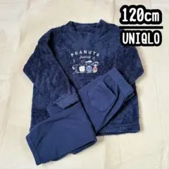 ユニクロ PEANUTS フリースパジャマセット ネイビー 120 あったか 冬