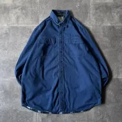 00s L.L.Bean ハリケーンシャツ 紺 XL A703 チェックライナー