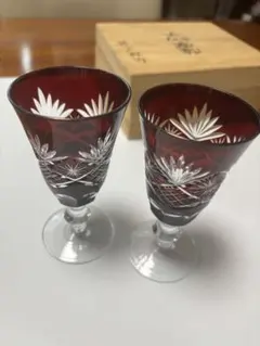 マツダ記念品 KAGAMI 江戸切子 ロータリーエンジン ペアグラス 木