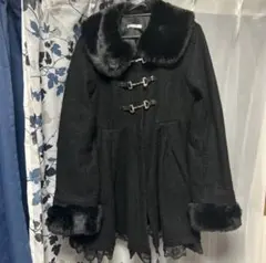 ファー付きダッフルコート 黒