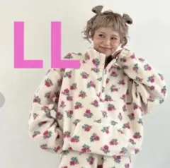 しまむら ayano 花柄ボアハーフジップジャケット　フリースジャケット LL