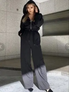 EGOISTブラックフード付きオールインワン