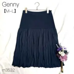 ジェニー　Genny プリーツスカート ひざ丈　エレガント　ネイビー 【M-L】のサムネイル