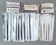 ホテルアメニティ　使い捨て歯ブラシ20本 折り畳み式ヘアブラシ5本　まとめ売り