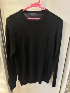 美品　HOMME ブラック クルーネックニットＬ　柔らか肌触り