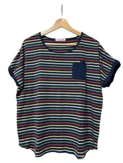 WORDTROBE 半袖Tシャツ マルチボーダー ポケット付きのサムネイル
