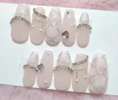 ネイル チップ チェック 白 量産型 フレンチガーリー ワンホン 現品