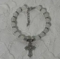 十字架白ハンドメイドブレスレットY2Kフェアリーグランジウィッシュコアshury