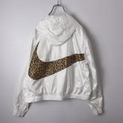 NIKE レディース　Y2K アノラックパーカー　ナイロン　ヒョウ柄　古着