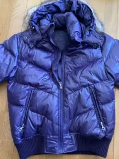 パープル フード付き ダウンジャケット