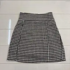 Heather 千鳥格子柄　チェック　台形スカート　スカパン　ブラウン