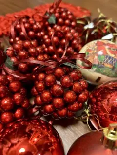 クリスマスツリーオーナメント・赤系おまとめ合計38点