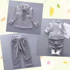 グレー フォーマルスーツ ストライプネクタイ付き