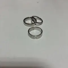ピンキーリング 3号 シルバーリング 3点セット ※彫刻入り１個