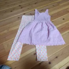 ピンクノースリーブワンピースとハートレギンスセット 110cm