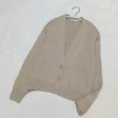 美品 ユニクロ ウォッシャブルミラノリブVネックカーディガン ベージュ M