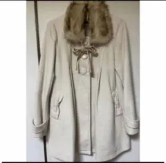 オリーブ　デ　オリーブ　リボン　ガーリー　アイボリー　ファー付ロングコート