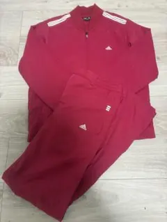 アディダス　レディース　ジャージセットアップ　赤　トップス（M）　ズボン（S）