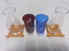 江戸切子グラスとガラス徳利2セット