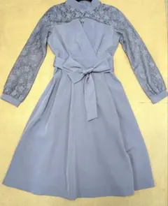 ブルーグレー　パーティードレス　レース　MAJESTIC LEGON Мサイズ