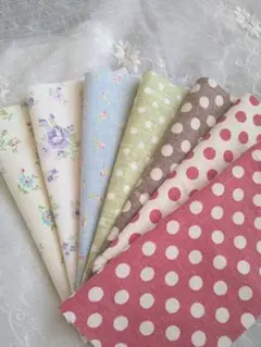 YUWAスラブ生地 7枚セット 花柄・水玉模様