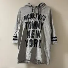 tommy 七分袖トミーチュニック パーカー グレー　L
